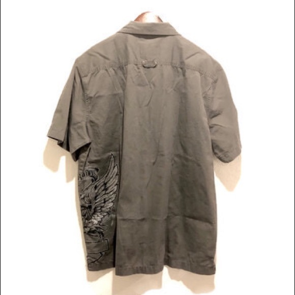 Men’s Garage Harley Davidson Gray Work Button Casual Button Shirt - Picture 6 of 6